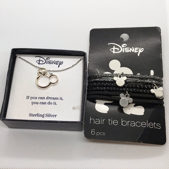 Disney Jewelry - Disney Mickey Mouse Necklace Hair Tie Bracelets